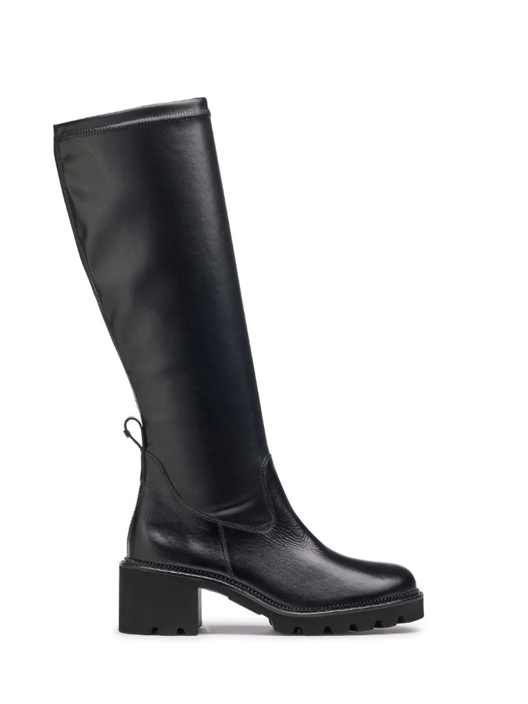 $550 Paul Green Wonder Logo Leather Platform Chunky Knee Boot Black 9 (2) (Tf18)